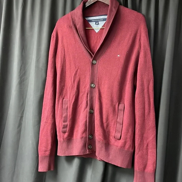 Red/Maroon Tommy‎ Hilfiger Cardigan Sweater L - Picture 1 of 4